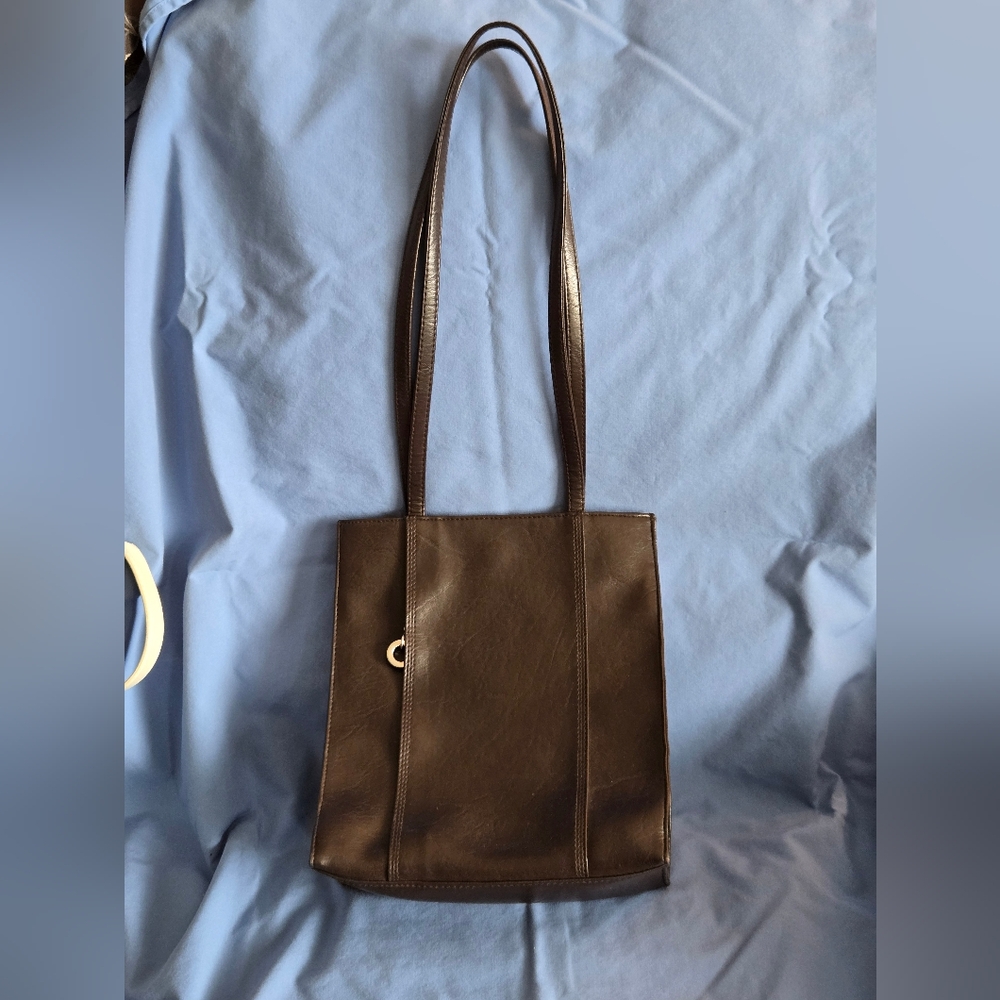 Giannini Brown Vinyl Purse Handbag with Shoulder Strap